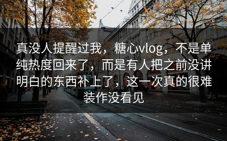 真没人提醒过我，糖心vlog，不是单纯热度回来了，而是有人把之前没讲明白的东西补上了，这一次真的很难装作没看见